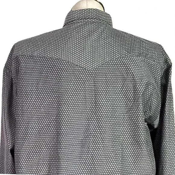 Panhandle Slim Men 18 36 Pearl Snap Western Shirt Gray Geometric Long Sleeve - Picture 6 of 7